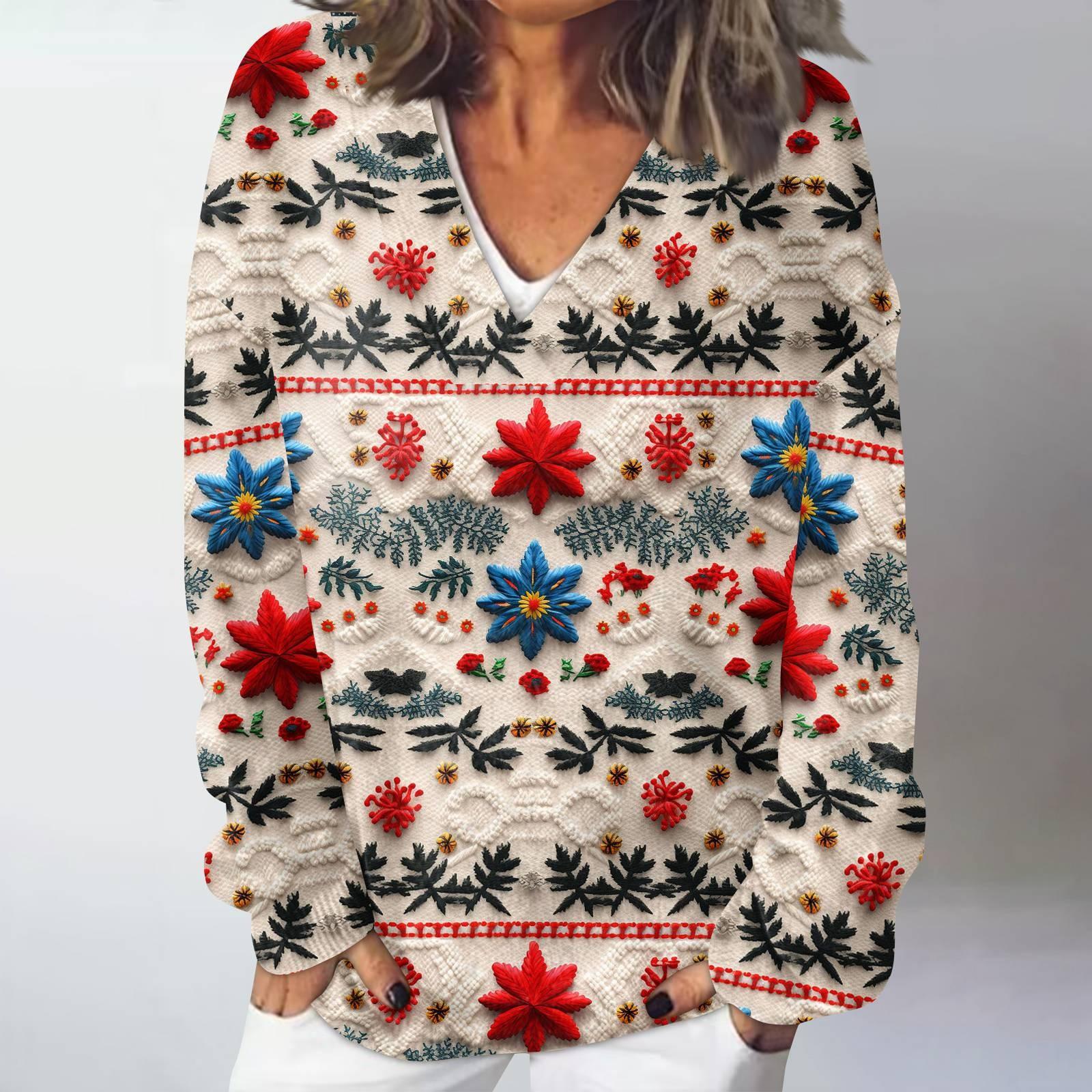 

Женский повседневный, модный, комфортный, атмосферный, напечатанный, с V-образным вырезом и длинными рукавами, свободный свитер-топ XXXXL хаки