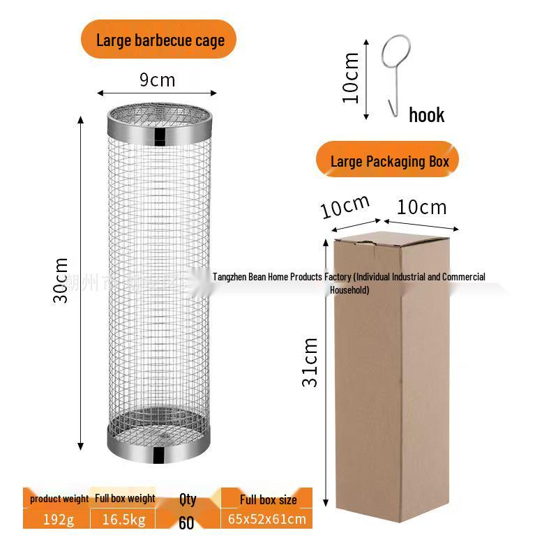 Stainless Steel Rolling BBQ Basket - Outdoor BBQ Tool