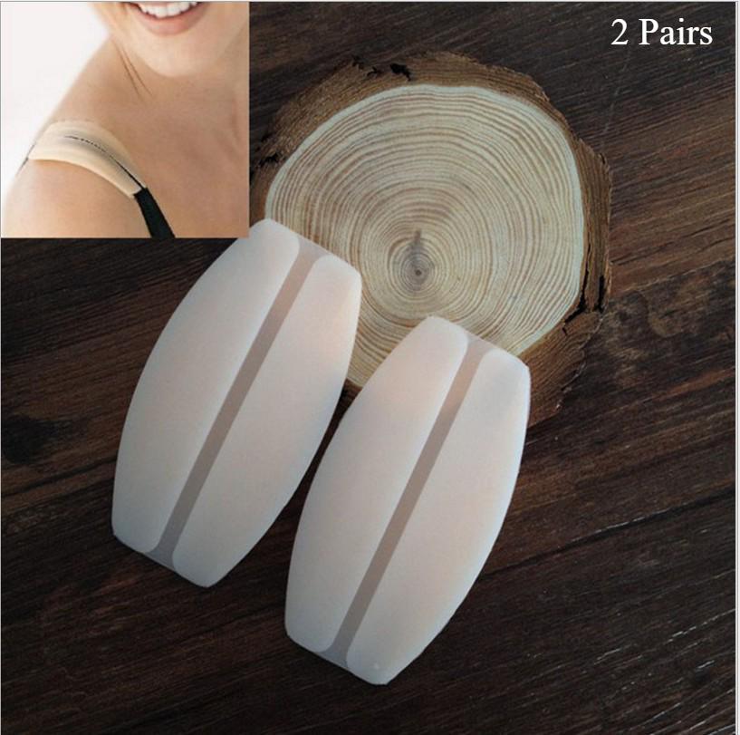 

2 пары/4 шт. Удлинители для бюстгальтера, моющиеся, противоскользящие, мягкие силиконовые подушечки для бретелей бюстгальтера, наплечники бежевый/чёрный