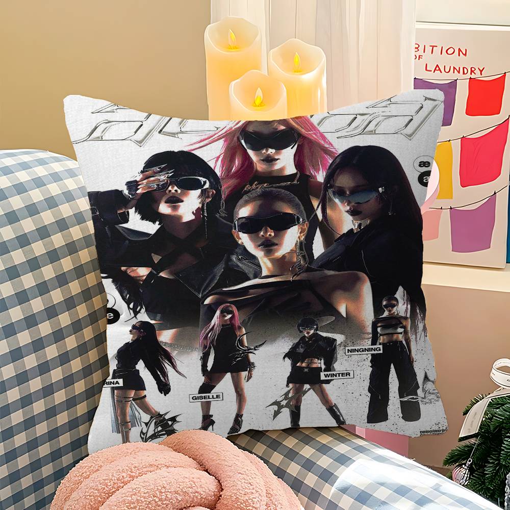 Kpop A-Aespa Pillow Cover Sofa Cushion Cover Home Room Decoration Children Gift