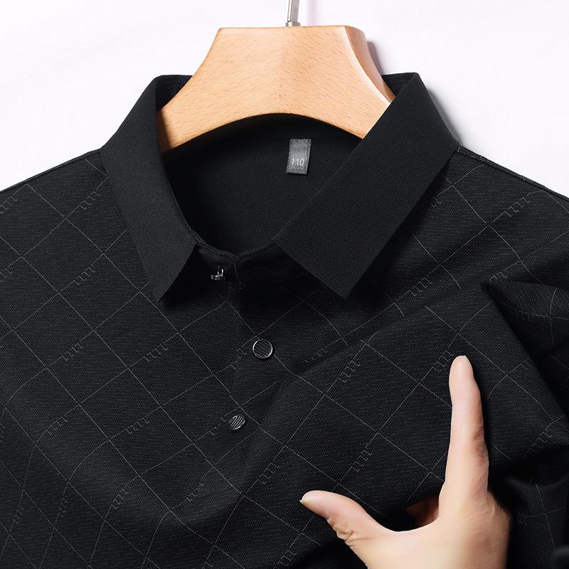 Short Sleeve Polo Shirt Men'S Ice Silk Business Lapel T-Shirt Breathable Bottom Shirt