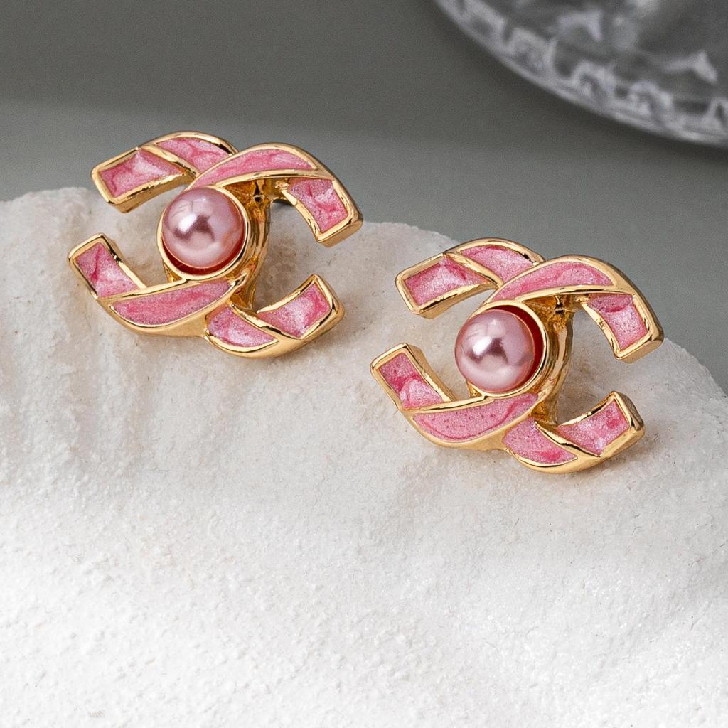 Daisy Jewelry: Imitation Pearl & Rhinestone CC Pendant Earrings for Women's Daily Wear
