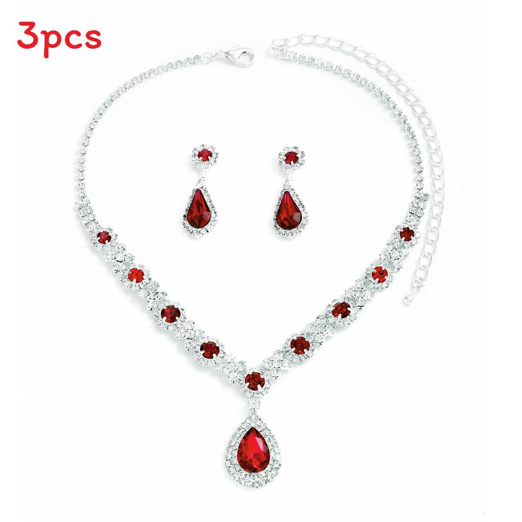 Water Drop Bridal Jewelry Set With Rhinestone Earrings And Necklace For Elegant Wedding Accessories