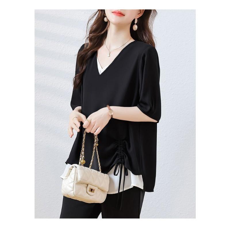 Chiffon Fashionable Short-sleeved T-shirt for Women, Trendy Summer Plus Size Fat Women's Hot Style Tops