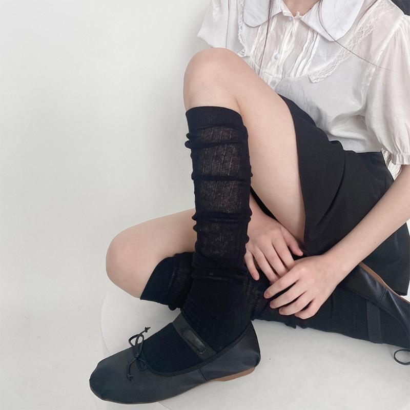 1 Paar Vier-Jahreszeiten-Stapel-Socken Damen Unifarben Stapelbare Socken Beinbekleidung Atmungsaktiv Langer Stil Kniehohe Socken