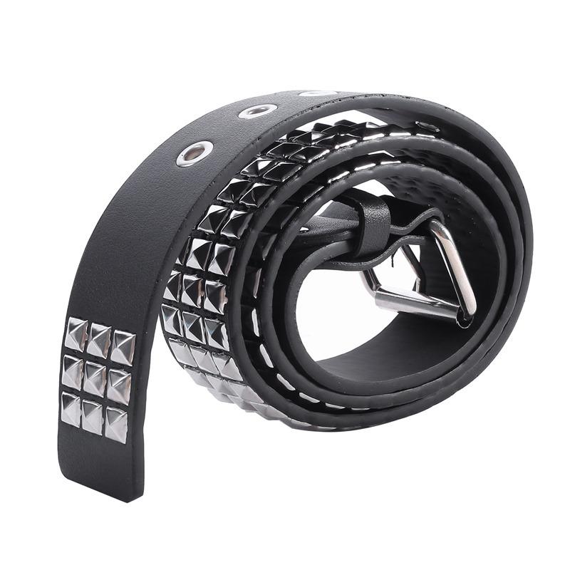 New Luxury Square Bead Rivet Belt Metal Pyramid Straps Men and Women Punk Rock Hardware Jeans Designer Female Waist Belts