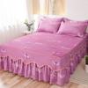 Flower Print Ruffled Bedding Set,Pillowcases Set/Bed Skirt Set,Bed Skirt*1 ,Pillowcases *2 (Size: Twin/Full/Queen/King)