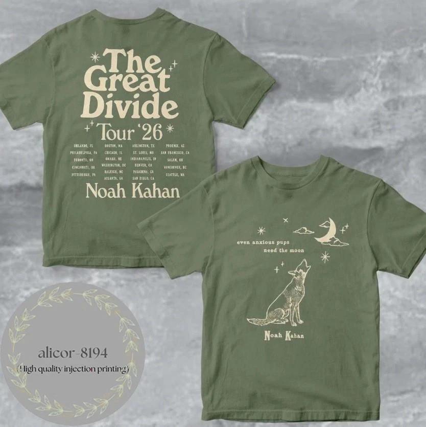 Noah Kahan Great Divide Tour 2026 Maglietta Concerto S-5XL