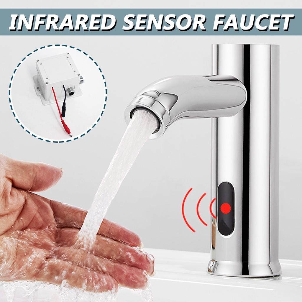 Aço inoxidável banheiro automático sensor infravermelho pia touchless torneira da bacia de água único deck frio montado
