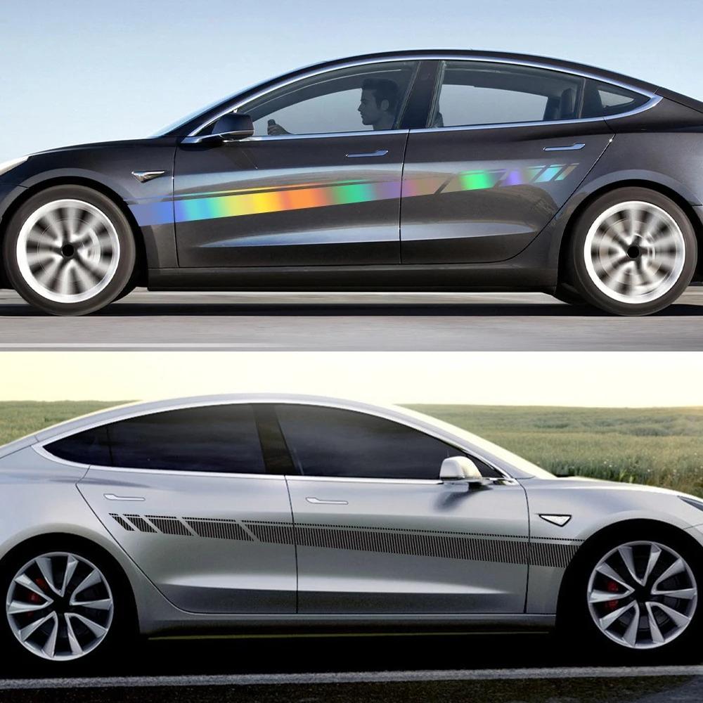 Car Body Side Door Stripes Sticker Auto Vinyl Film Waterproof Sports Style Auto Decoration Decal Accessories For Tesla Model 3