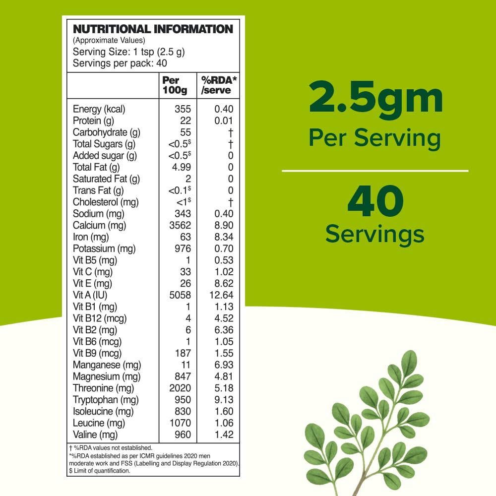 VAHDAM Moringa Powder 200g | Pure Leaves, No Stems | Natural Source of Vitamins, Minerals & Amino Acids | For Smoothies, Cooking & Daily Nutritio