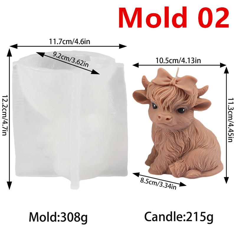 

3D Sitting Cow Silicone Candle Mold DIY Flower Headband Butterfly Design Aromatherapy Candles Gypsum Home Decor Gift