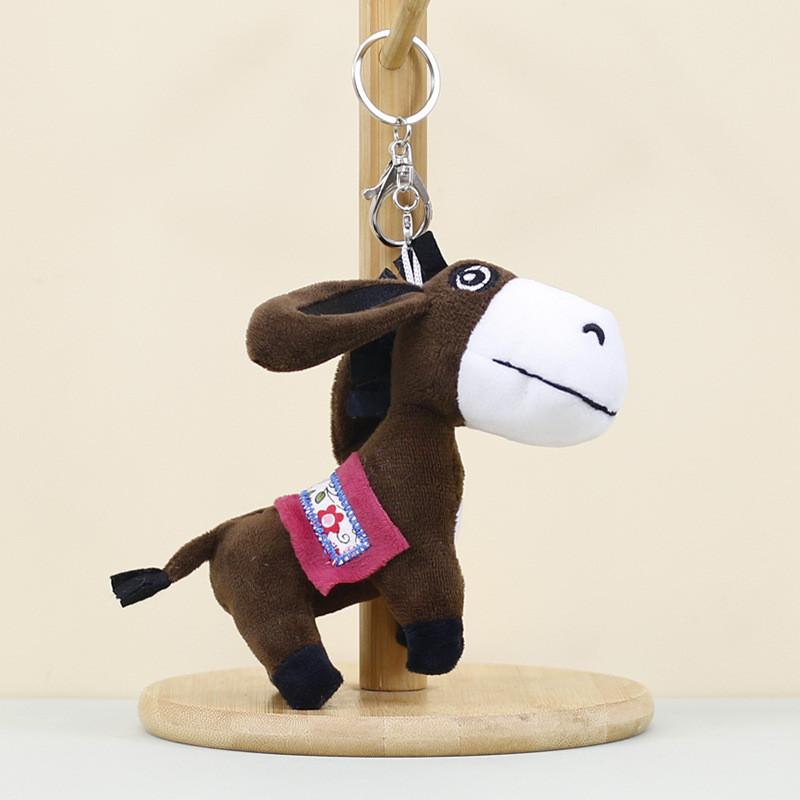 Adorable Plush Donkey Keychain Soft Short Plush Cute Animal Bag Charm 15cm