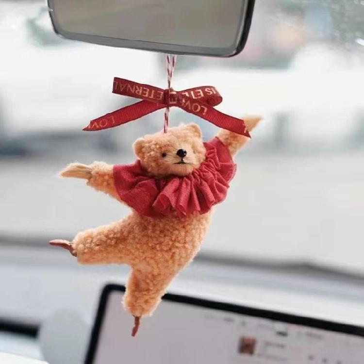 Ballet Bear Keychain Plush Hanging Ornament for Bags Keys Car Interior Pendant Decoration Daily Use Keyring Accessories