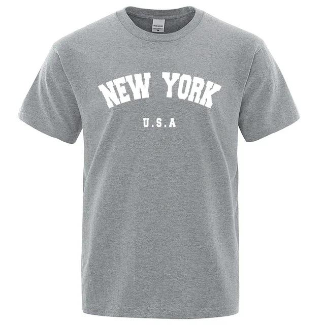 Pánské USA New York EUA City Street Impresso Camisetas, volné oversized tričko, Respirável Manga Curta Algodão Vestuário, Moda