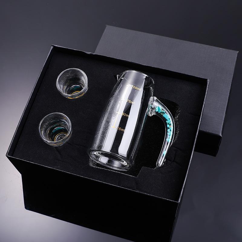 

Набор рюмок-пулек с золотой фольгой для байцзю, градуированная рюмка для байцзю, диспенсер для вина, подарочная коробка, бытовая рюмка с золотой росписью, стекло