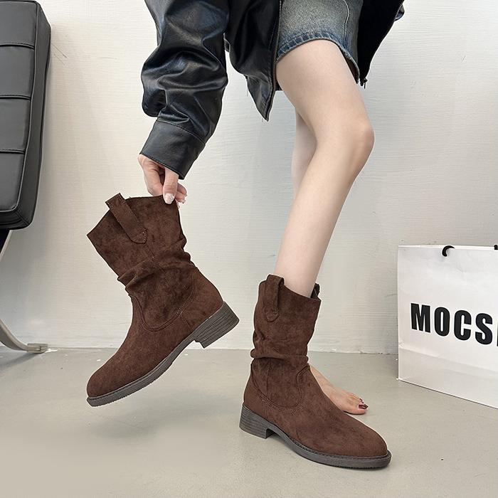 

Мода Новый Стиль Винтаж Женская Мода Ретро Сапоги-чулки Осень и Зима Роскошный Острый Носок Выглядят Стройнящими Массивный Каблук Женские Ботильоны 40 кофейный