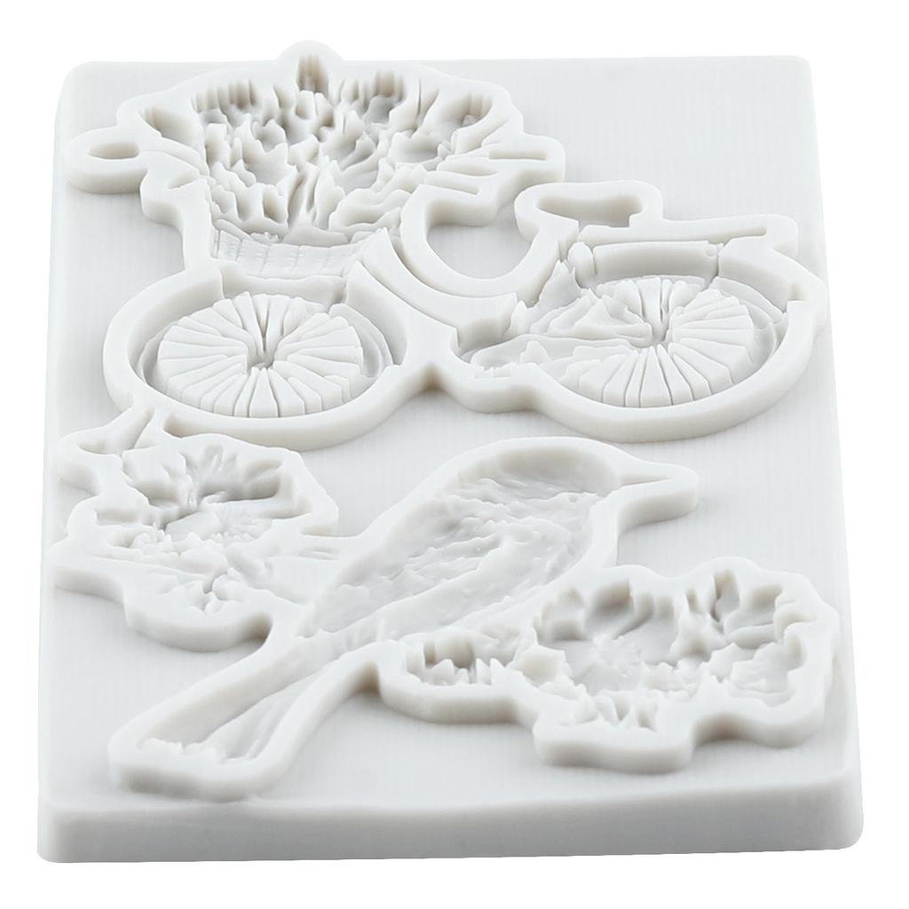 Blossoms Birds Silicone Mold Bicycle Fondant Molds Cake Decorating Tools Theme Cake Dessert Decorated Chocolate Candy Mold