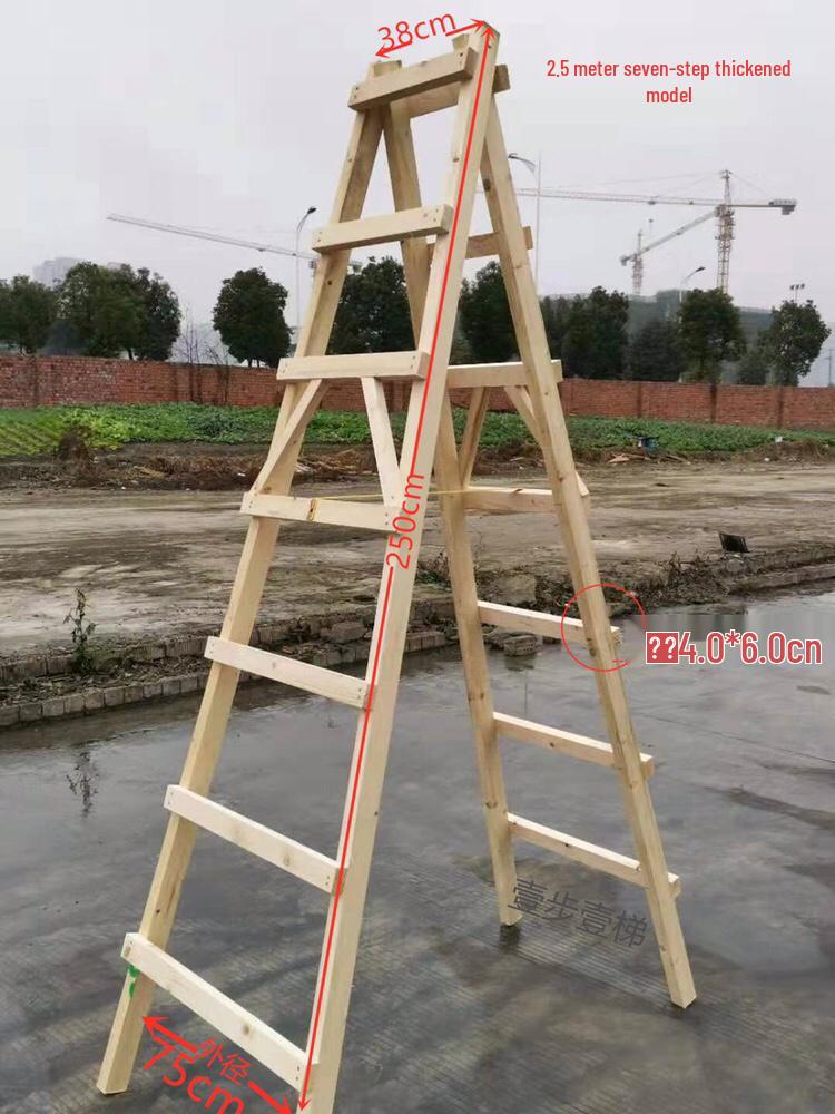 Herringbone Wooden Multi-Functional Step Ladder: Household and Engineering Use