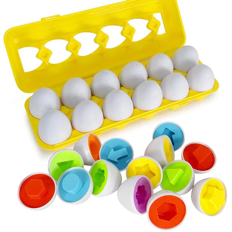 Baby Montessori Toys Sorting Eggs Shape Color Matching Puzzle Toy Toddler Early Learning Childhood Development Intelligence Game