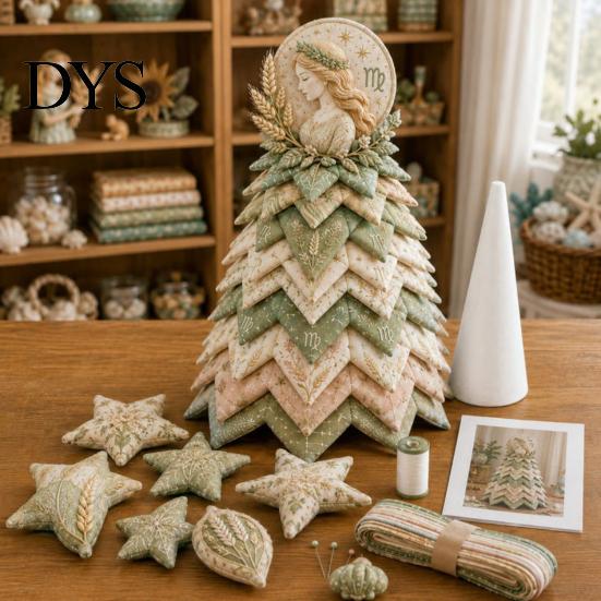 Handmade Gift for Special Occasions DIY Quilted Zodiac Tree Kit, Fabric Patchwork Sewing Constellation Ornament Kit Signs Craft Adults, Desktop