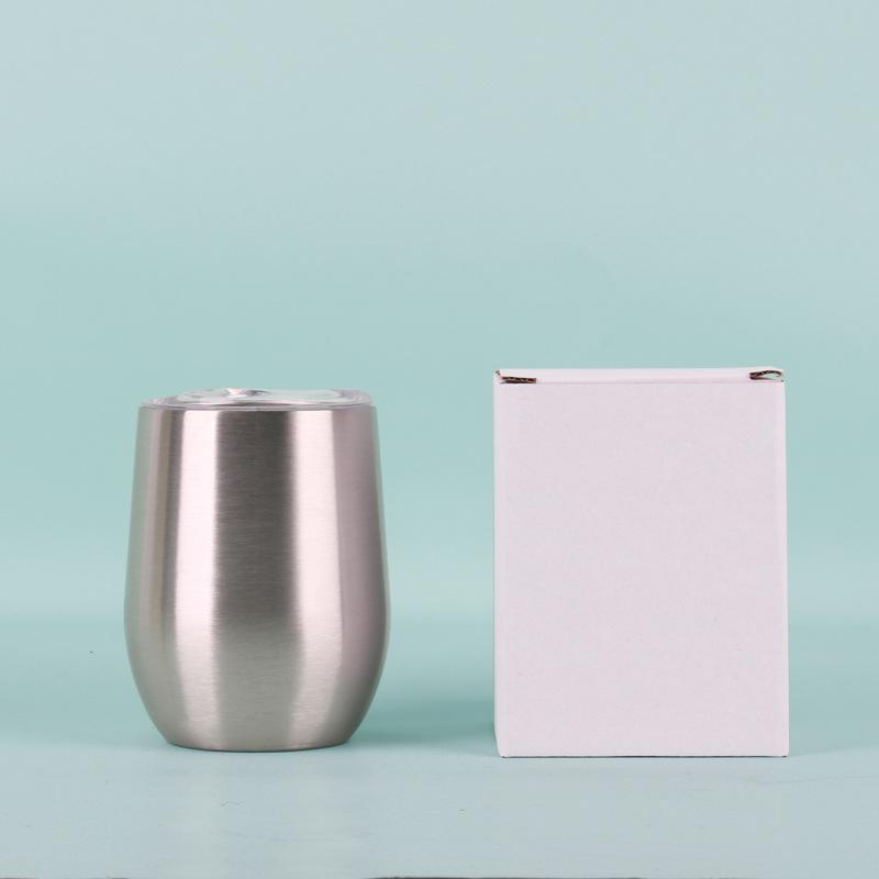 50pcs Custom 12oz double wall stainless steel wine tumbler insulated vacuum egg shape wine tumbler with sliding lids