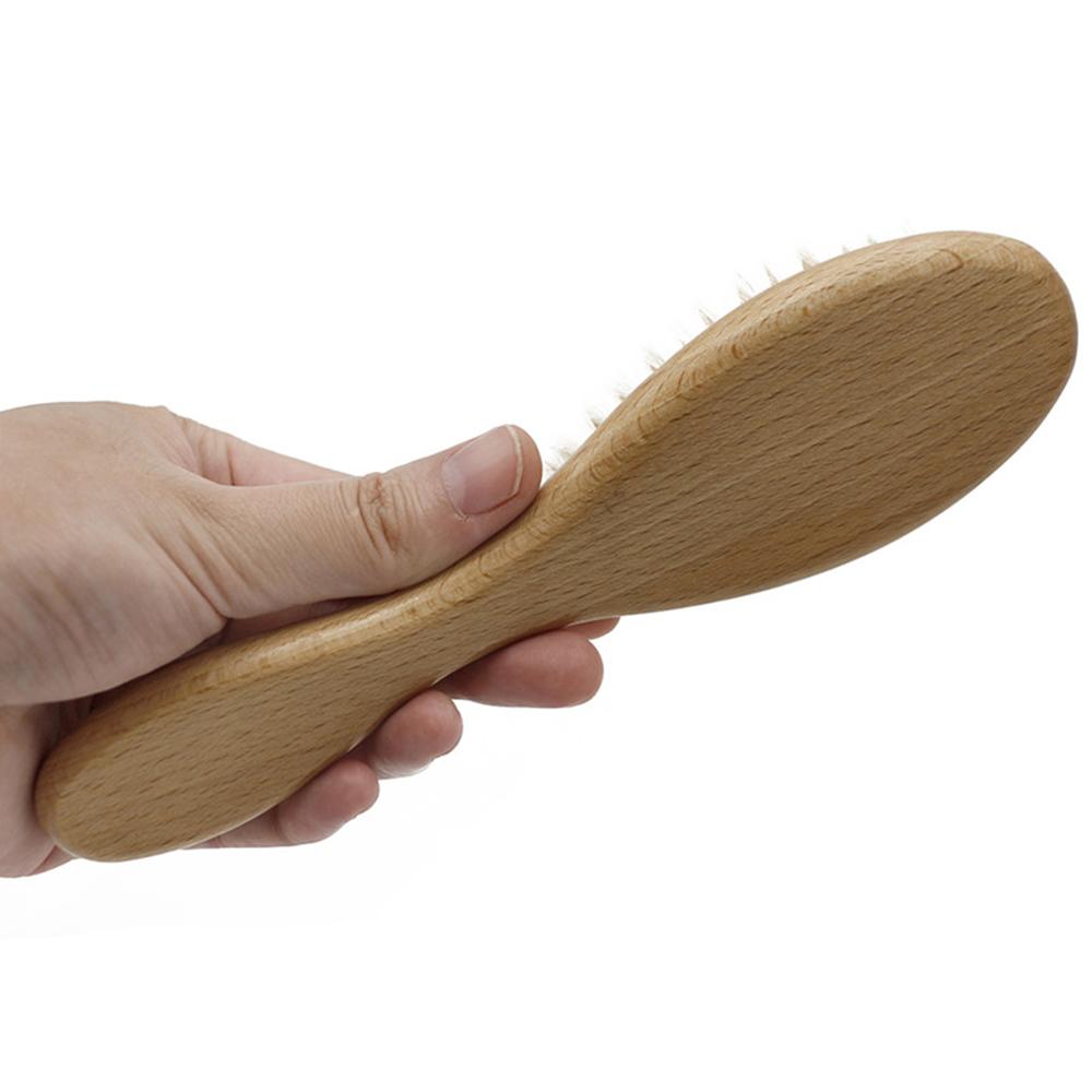 Wooden Baby Hair Brush for Newborns Infant Hair Comb Soft Wool Hair Scalp Massage Ideal for Baby Cradle Cap Care