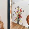 Lampione Stradale Vintage in PVC Ecologico con Rosa e Farfalla Adesivo Murale Rimovibile Autoadesivo Decorazione per Soggiorno Ingresso