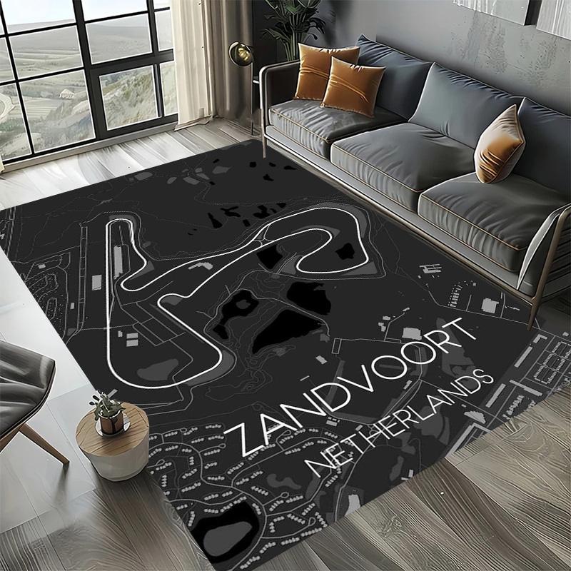 Alfombra Decorativa Tema Automovilismo Fórmula 1 Alfombra Amante de las Carreras Alfombra de Cuatro Estaciones Impresa con Circuito F1 Imola Monaco para Habitación Sofá