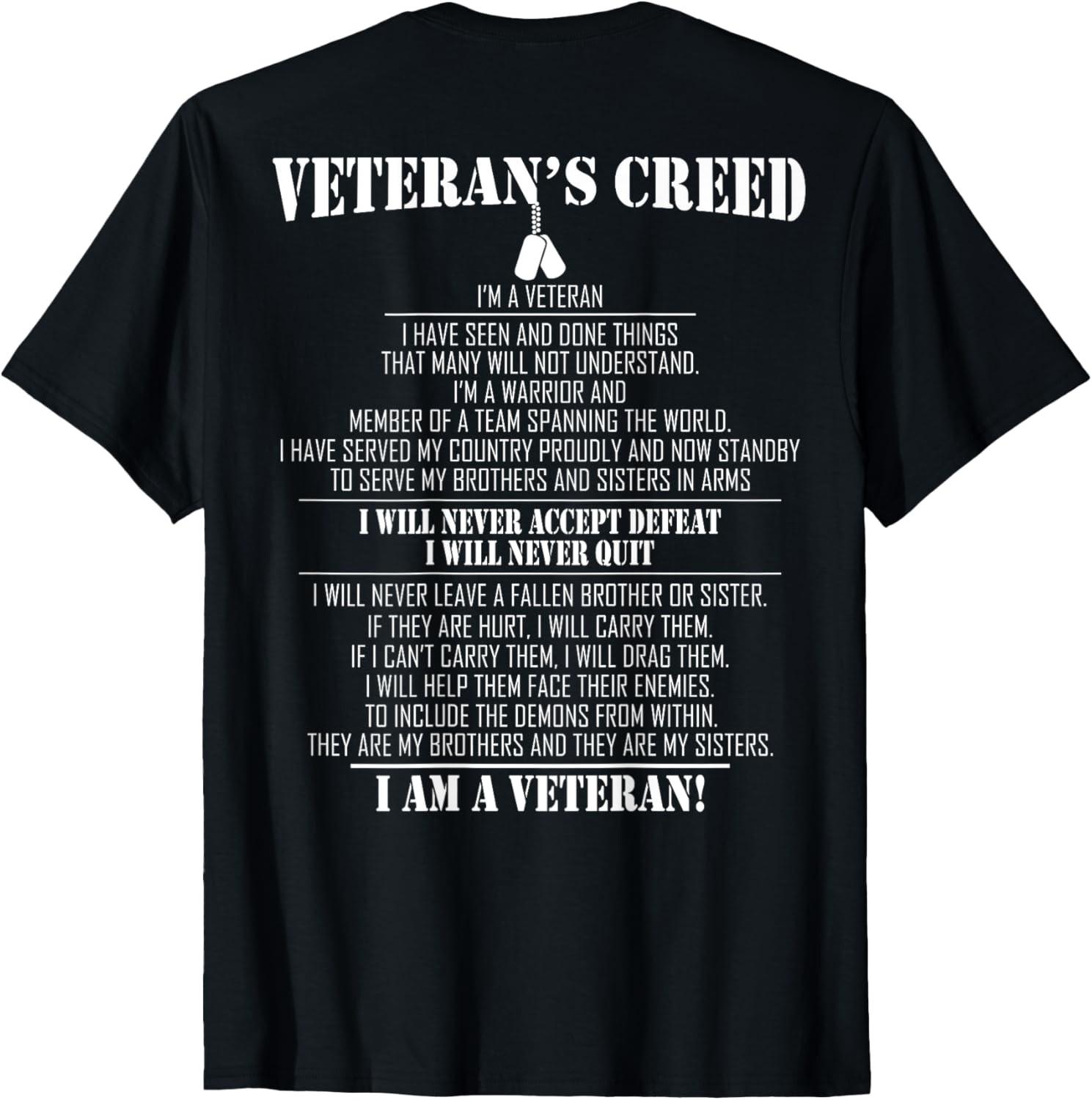 Veteran s creed I m a veteran T-Shirt (on Back) S разноцветный