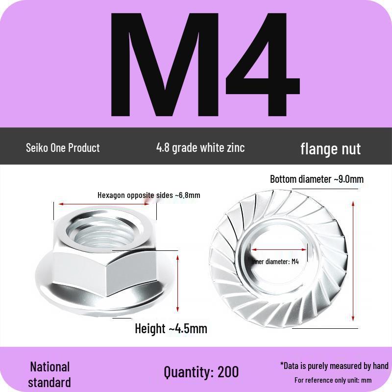 Electroplated Galvanized Anti-Slip Hex Flange Nut with Tooth Washer, M3-M16