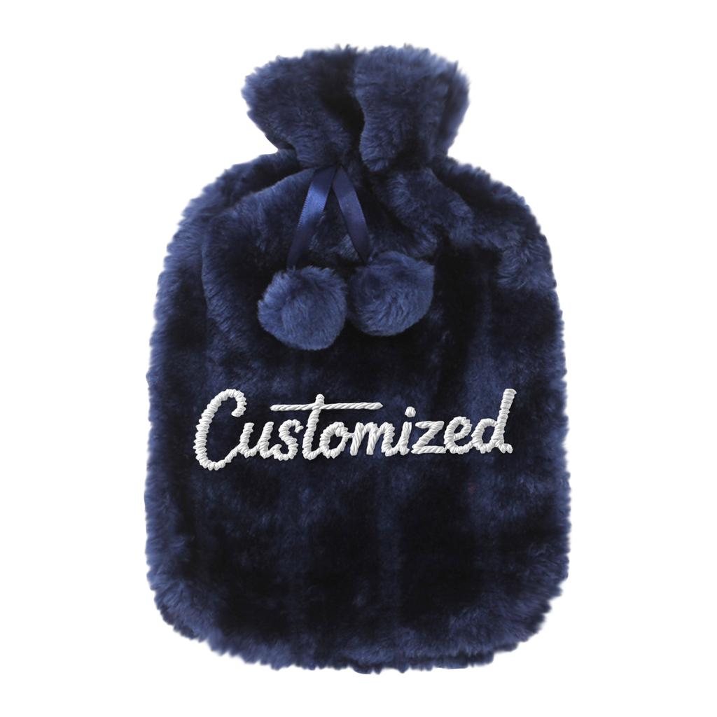 Personalized Custom Embroidered Text BS Rubber Hot Water Bottle Plush Cloth Cover Imitation Cloth Cover Hand Warmer Hot Water Bottle