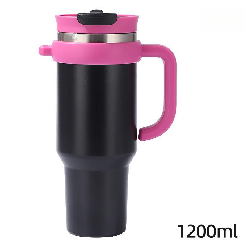 40oz Double Wall 304 Stainless Steel Tumbler with Handle, Dual Drink Sliding Lid Large Capacity Iced Coffee Cold Cup