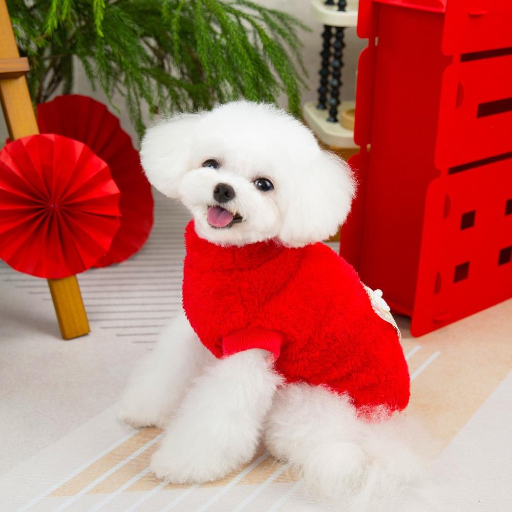 Flannel Puppy Plush Vest Chinese Style Pet Clothing New Dog Sweater  for Small Medium Dogs