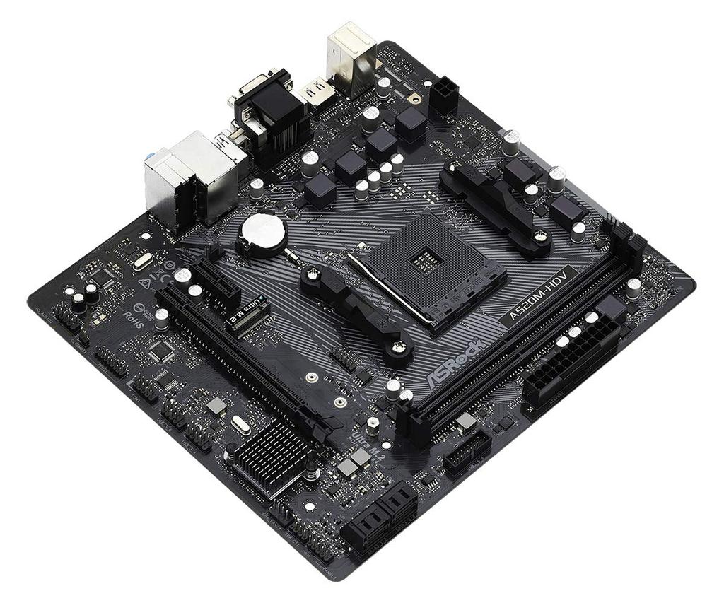 ASRock A520M-HDV Micro ATX Motherboard with A520 Chipset, Compatible with AMD Ryzen 30004000 Series (Socket AM4) [Authorized Domestic Distributor