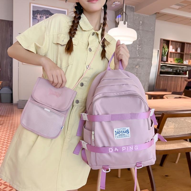 Студенческий однотонный школьный рюкзак женский дорожный рюкзак младших школьников — фото 3