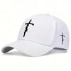 Unisex Embroidered Faith Cross Faux Wool Baseball Cap – Sun Protection Duckbill Hat for Outdoors