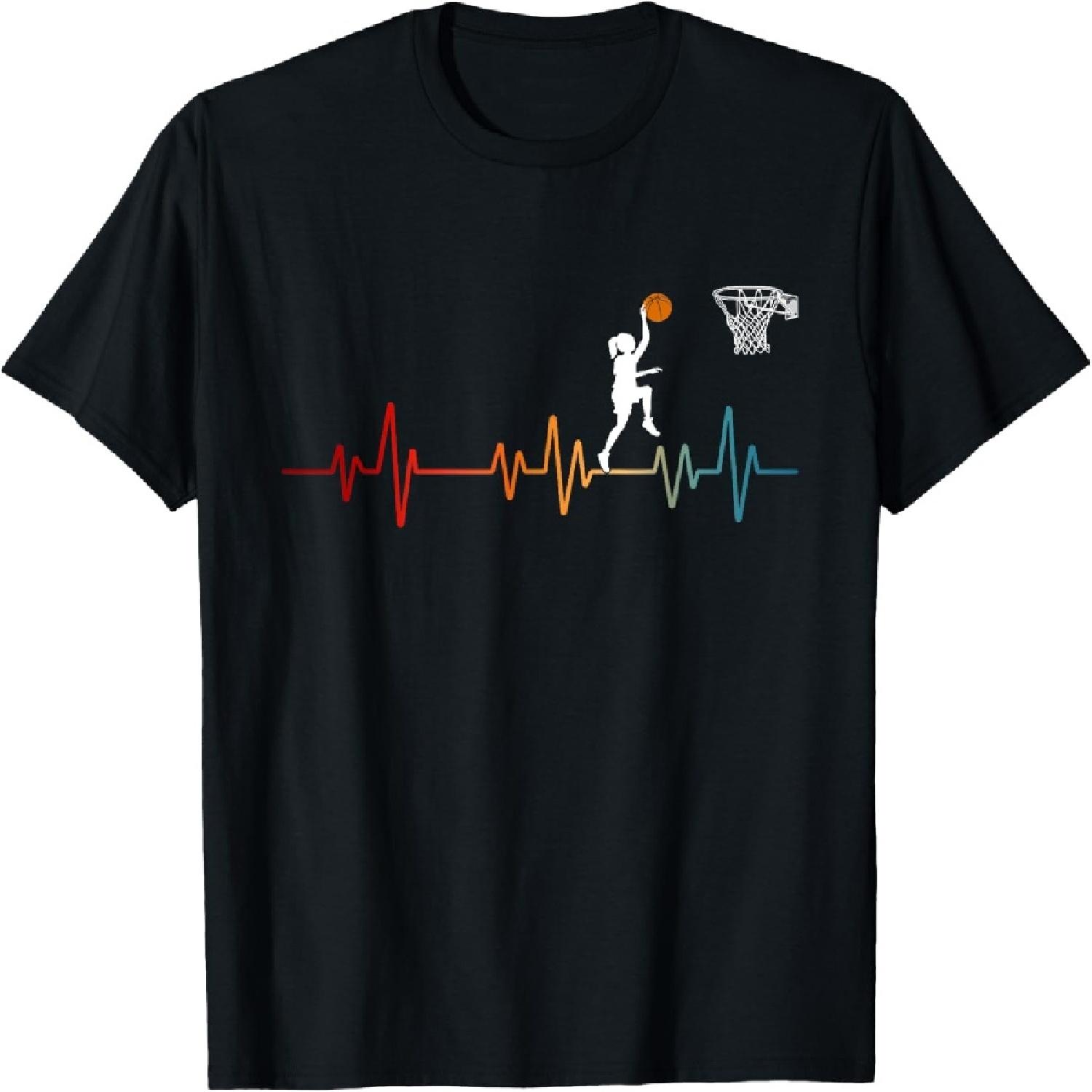 Basketball Heartbeat for Women and Girls T-Shirt S