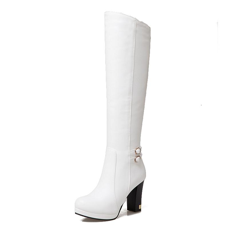 

Модные сапоги до колена, женские зимние ботинки, меховые, теплые, зимние ботинки, толстые, высокие каблуки, женские сапоги на платформе, белые, черные, женские 43 белый