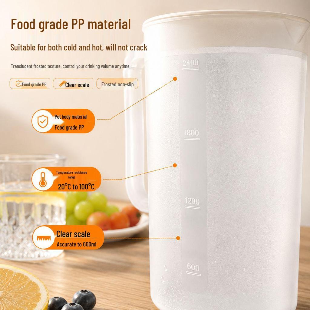 Plastic Food Grade Cold Water Kettle: High-Capacity, Heat-Resistant Tea Brewing Bucket with Scale