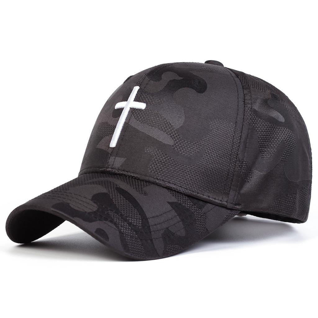 Unisex Cross Embroidery Camouflage Baseball Caps Spring Autumn Outdoor Adjustable Casual Hats Sunscreen Hat