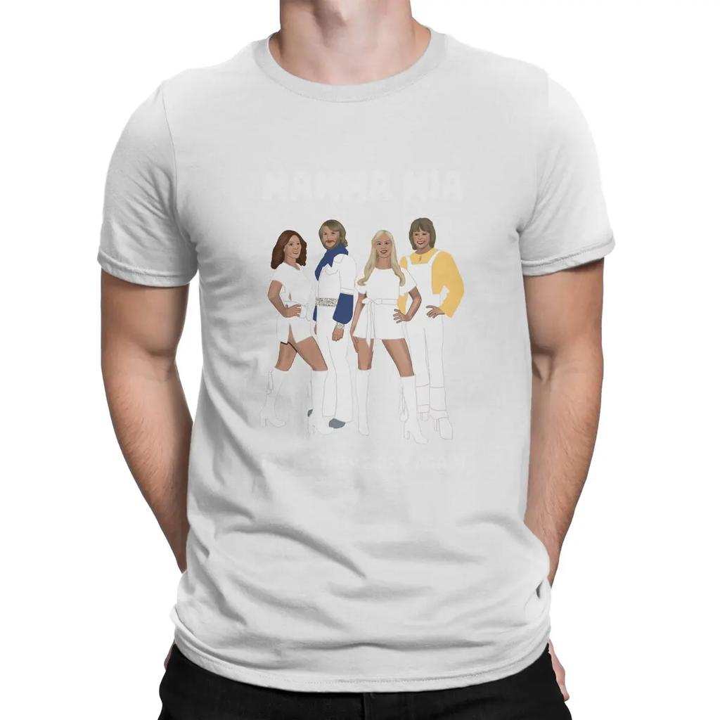 Fashion Mamma Mia Music T-Shirts for Men Round Neck 100% Cotton T Shirt A-ABBA Band Short Sleeve Tee Shirt Birthday Present