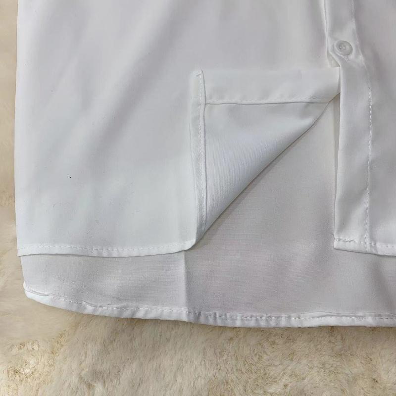 Camisa de Color liso con diseño de cadena y lazo, Blusa de manga corta para mujer, Blusas holgadas de estilo preppy para verano, vestido para parejas