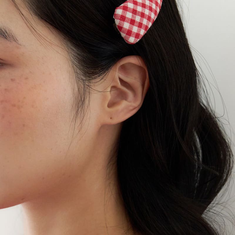 Geegee Ginghamcheck Hair Pin - Red