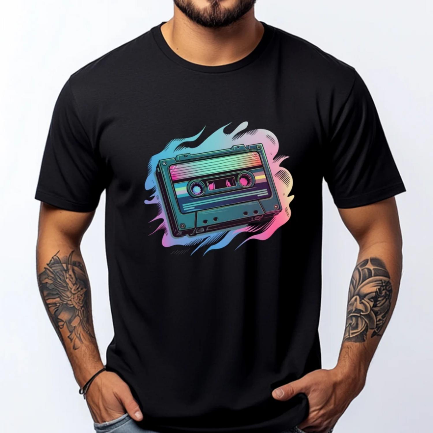 

Retro 80s Tape Cassette Nostalgia Fall Clothes Aesthetic New In Tops And T-Shirts Funny Shirts Tee Shirt Men Group S чёрный