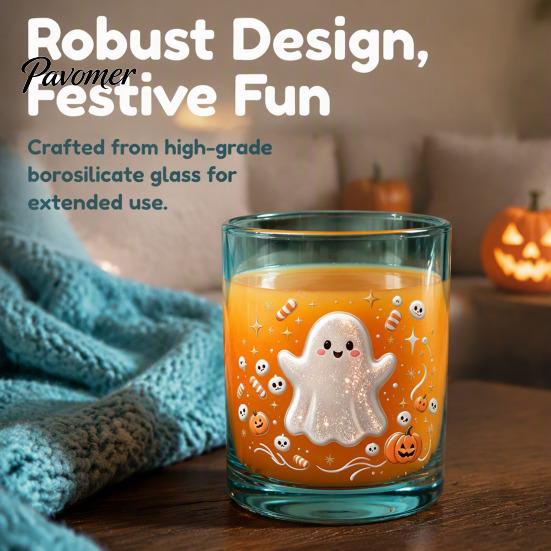 Bicchieri per Whiskey, Succo e Soda Halloween Fantasma Bicchiere, Tumbler Estetico Gradiente Colorato con Carino Motivo Teschio Tumbler Stampa Zucca, Festa Spettrale