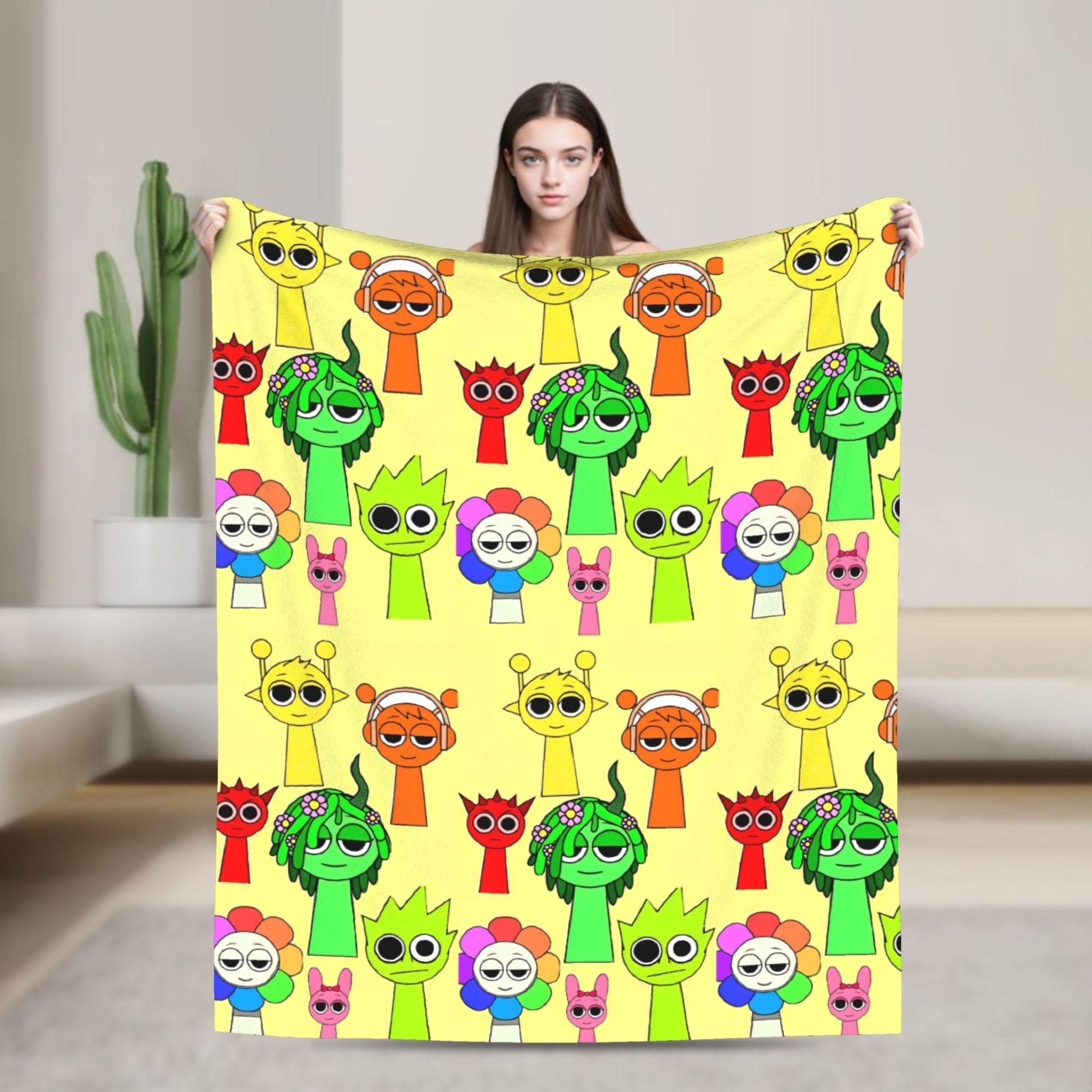 Sprunki Characters Game Velvet Throw Blanket  Blankets for Bed Outdoor Warm Quilt