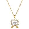 Love Bow Light Luxury Temperament Gorgeous Full Diamond Necklace Women'S Versatile Collarbone Chain Titanium Steel Chain
