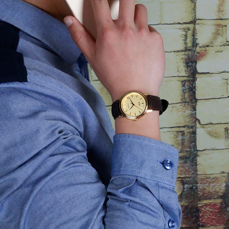 Casio STANDARD series, fashionable, trendy, business, simple, versatile and casual, classic pointer, gold plate, waterproof, quartz MTP-1095Q-9A