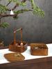 Vintage Bamboo Woven Double Layer Food Box Tea Set Storage Basket Dustproof Snack Container